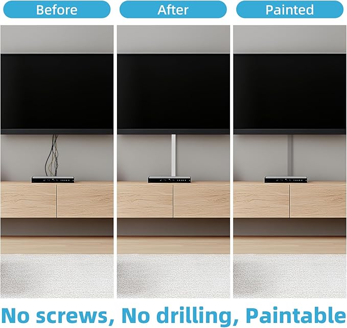 Art3d Cord Hider, 120in Cord Cover, Large Cable Hider, Wire Covers for 4 Cords, Cable Raceway Wire Hider, Wall Mount TV Cords Management, 8X W0.94 H0.54in, White