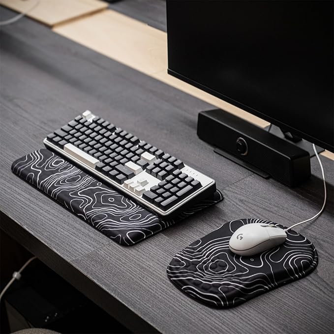 Keyboard Wrist Rest -Ergonomic Ergonomic Mouse Pad and Keyboard Wrist Rest- with Carpal Tunnel Pain Relief Massage Bumps and Full Memory Gel Design - Ideal Frequent Computer (Line)