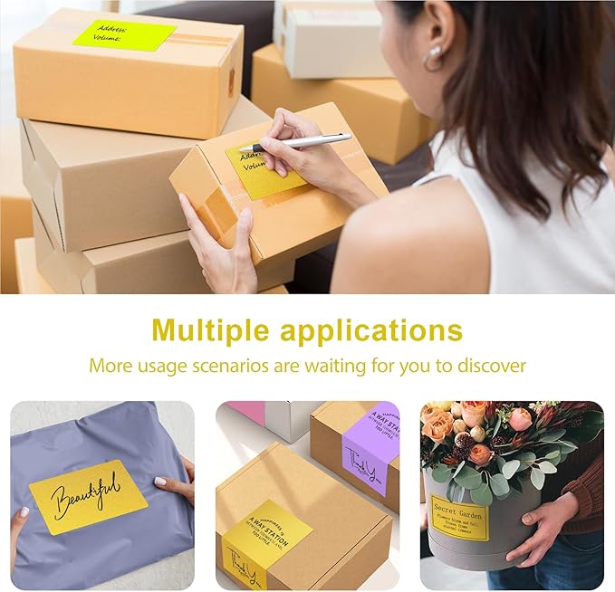 YOULAISHI 3 X 5 Inch Printable Waterproof Rectangle Color Coding Labels, 300 Per Roll Adhesive Color Coding Stickers for Bar-Codes, Address, Small Business Labeling, Gold