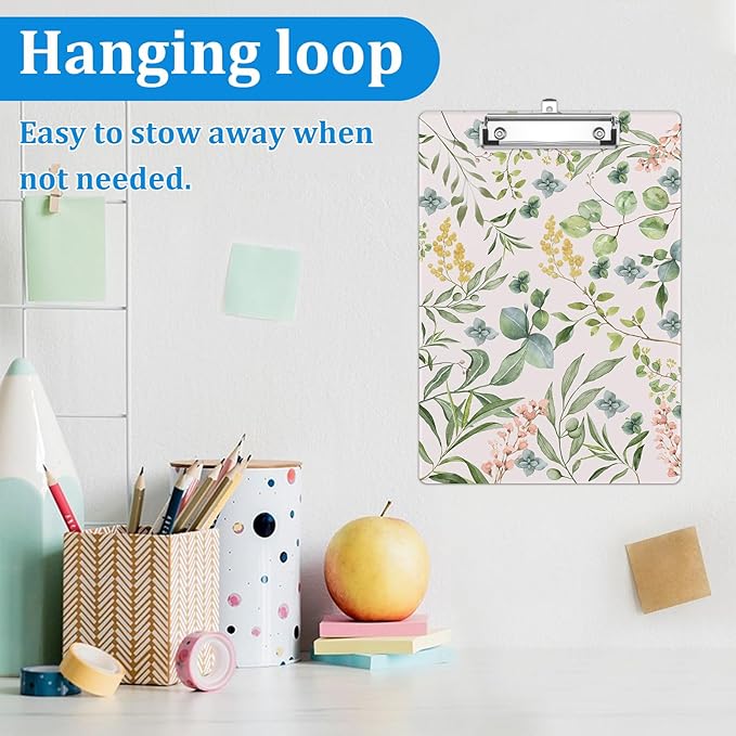Botanical Garden Leaves Clipboard Decorative Clip Board with Metal Clip A4 Standard Size 12.5" X 8.7" for Teacher Students Nurses Office