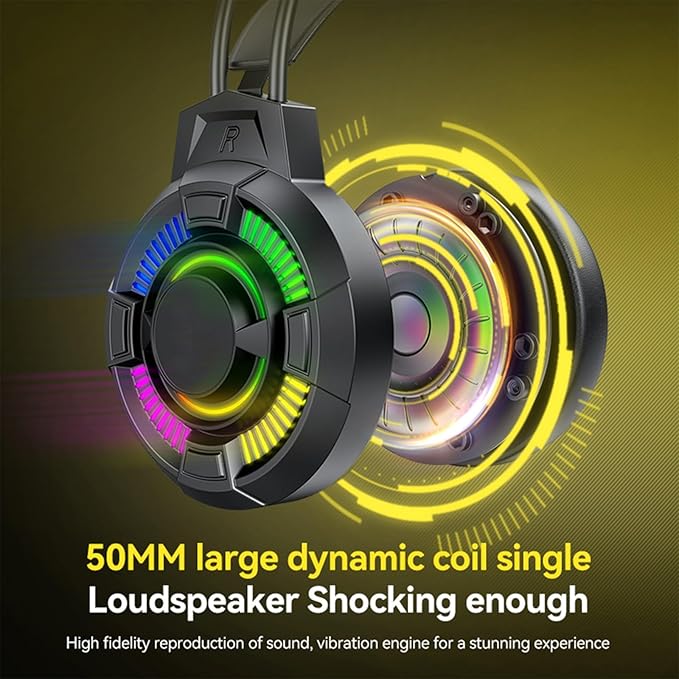 ANGESHA USB Gaming Headphones Headsets Earphone Featuring Led Lighting 7.1Sound Effect Noise Cancelling Microphone for PC Laptop
