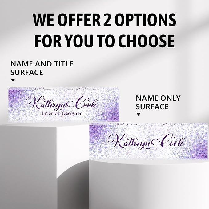 Name Plate for Desk-Personalized Name Plates for Desk-Name Plate Personalized for Office-Gifts for Teacher Boss Employee Appreciation Office Desk Decor (purple diamond), MYDZBJMT1009
