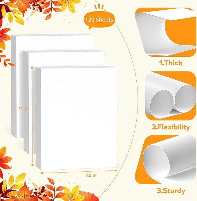 120 Sheets White Cardstock 8.5 x 11,Construction Paper,Cardstock Printer Paper 8.5 x 11 White Card Stock Paper for Invitations,Wedding,Menus,DIY Cards,Tags,Cards Making,Certificate,Office Printing