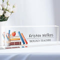 Custom Desk Name Plate Personalized, Acrylic Name Plates for Desk, Office Decor Personalized Gifts for Teacher Coworkers Boss Nurse (Books)