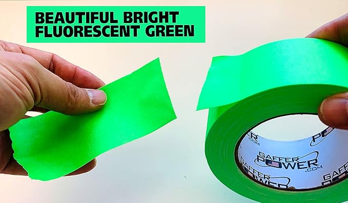 Real Professional Grade Gaffer Tape| USA Made | No Residue | Non-Reflective | Multipurpose |Weather Resistant | Heavy-Duty | Green Fluorescent, 2 in X 30 Yds