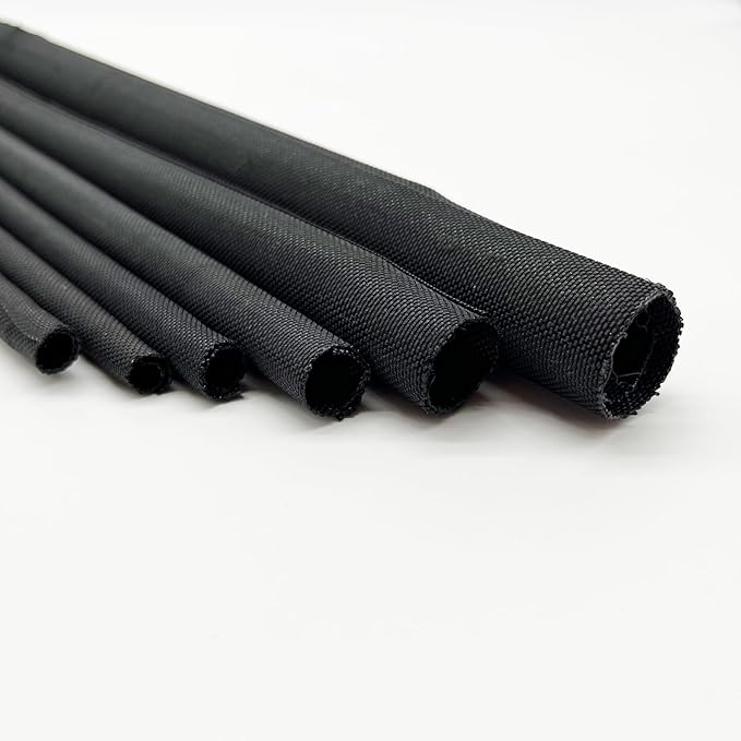 Braided Split Wire Loom Black Wire Cover Protective Harness Tubing Cable Management Self Wrap Cord Sleeve Mesh Woven 1/2"-16ft