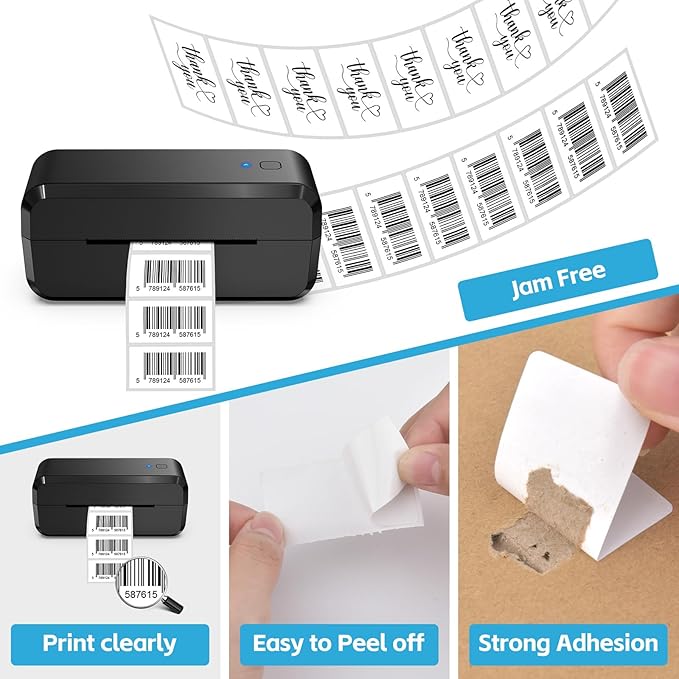 NineLeaf 4 Roll 2.25''x1.25'' Direct Thermal Label Perforated UPC Barcodes Postage Shipping Address Labels with 1000 Labels/Roll Compatible for Zebra Eltron Rollo Desktop Label Printers