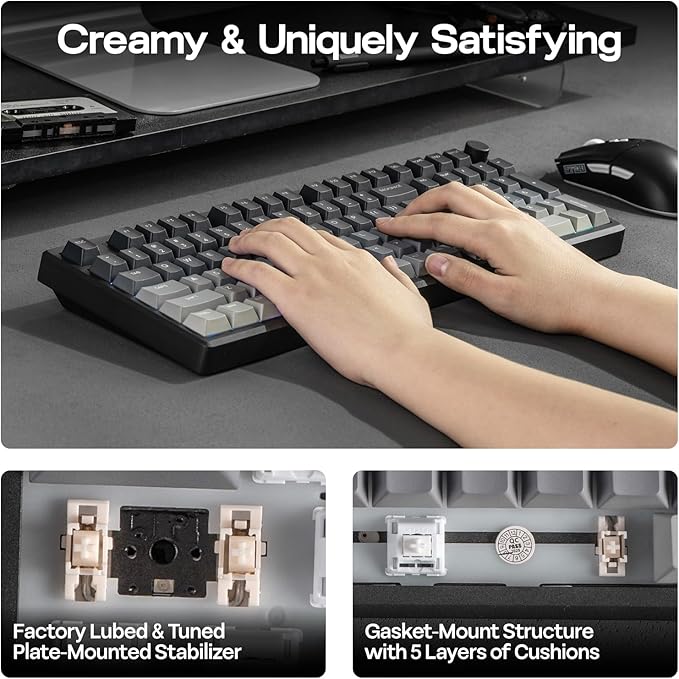 EPOMAKER Galaxy100 Lite QMK/VIA Gaming Keyboard with 8000mAh Battery and Numpad, 1800 Aluminum Mechanical Keyboard, USB-C/BT/2.4Ghz, Hot-Swap, Creamy Sound (Black, Marble White Switch)