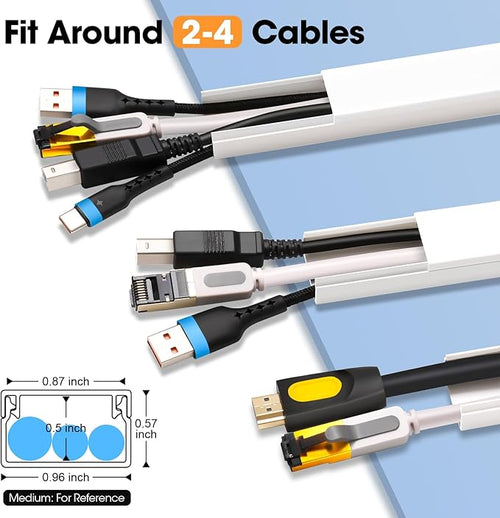 250in Cord Hider Kit, Cord Covers for Wires on Wall, Paintable Cable Raceway, Cord Hider for Wall Mount tv, tv Cable Hider Wall kit, Wire Covers for Cords, 16X L15.75 X W0.96in X H0.57in, White