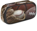 Pardick Old Baseball Big Capacity Pencil Pen Case Gloves Large Pencil Pouch with Zipper Compartments Pencil Bag for Boys Girls Adults Student Office School Supplies