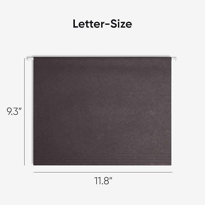 Smead Standard Hanging File Folders, 25 Count, Black, 1/5-Cut Adjustable Tabs, Letter Size (64062)