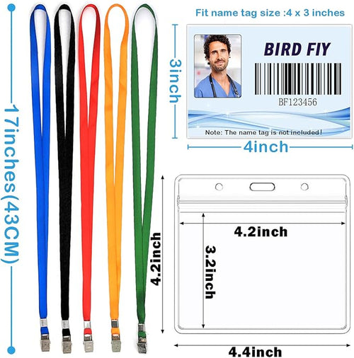 4x3 Name Tags Badge Holder with Lanyard 50 Pack Waterproof Horizontal ID Badge Holder and 50 Pcs Lanyards Nametag for Conferences, Events, and Meetings (Yellow, 4 X 3 inches)