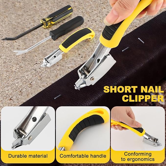 3PCS Heavy Duty Construction Staple Remover with Tack Puller Tool, Nail Puller, Carpet Remover, Removing All Kinds of Staples for Furniture, Floor, Wooden Case, Carton, Photo Frame(COLOR:Black+Yellow)