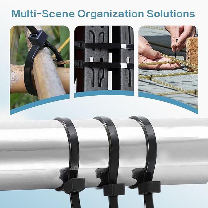 100Pcs Zip Ties with Screw Hole 8 Inch Cable Tie Mount, 0.6" Saddle Type Cable Mount Base Wire Mounting Clips Nylon Organizer Holders Clapms Zip Ties Anchors Fasteners for Wall(Black)