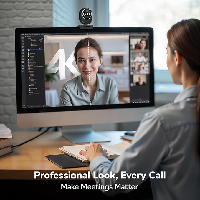 EMEET Piko+ (Piko Plus), World’s 1st Dual-Camera AI-Powered 4K Webcam, 1/2.55'' Sony Sensor, 3 Mics&3 Sound Modes, Panda Magnetic Privacy Cover, USB C-C&C-A, Ideal for Livestreamers