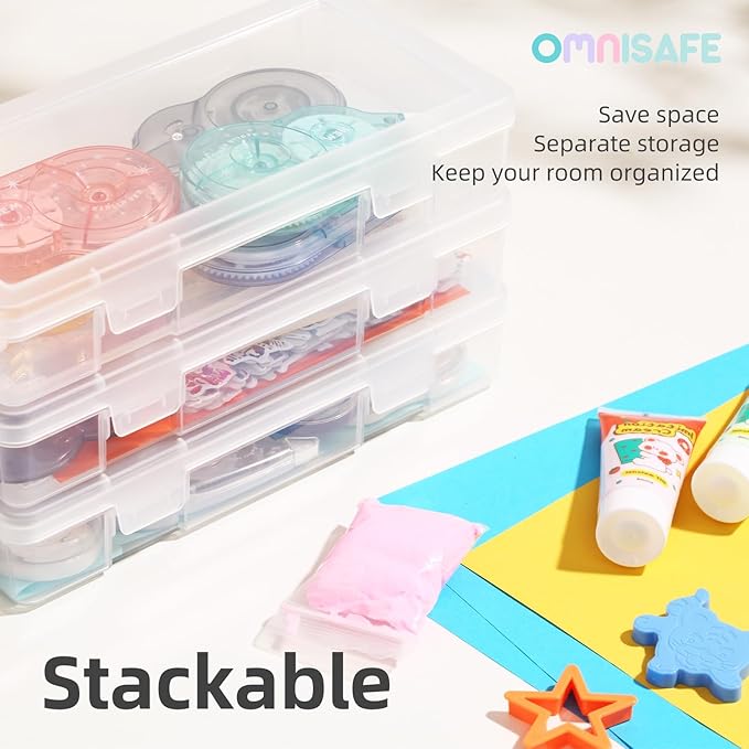 9 Pack Medium Plastic Hobby Art Craft Organizer, Clear Plastic Storage Containers with Latching Lid, for Pencil Box, Lego, Crayon