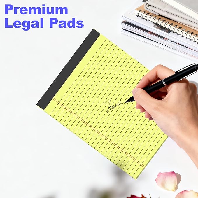 Gehanfai 3 Pack Yellow Legal Pads 8.5 x 11 Inch, Wide Ruled Notepads Lined Memo Note Pads, 8.5x11 Inch Micro Perforated Writing Pads 30 Sheets Per Pad for Work Study Daily Note Taking List