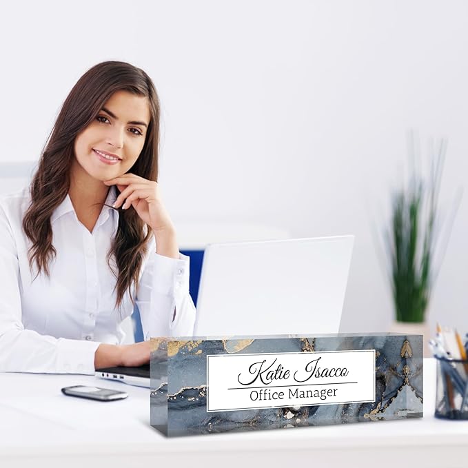 Desk Name Plate Personalized, Custom Name Plate for Desk, Acrylic Desktop Accessories, Office Gift & Decor for Women Men, Teacher Nurse Boss Employee Appreciation Gifts