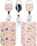 2 Pack Flower Flower 2 ID Badge Holder with Heavy Duty Retractable Reel Keychain for WomenStudents,Teachers, Nurses, Office Use 2