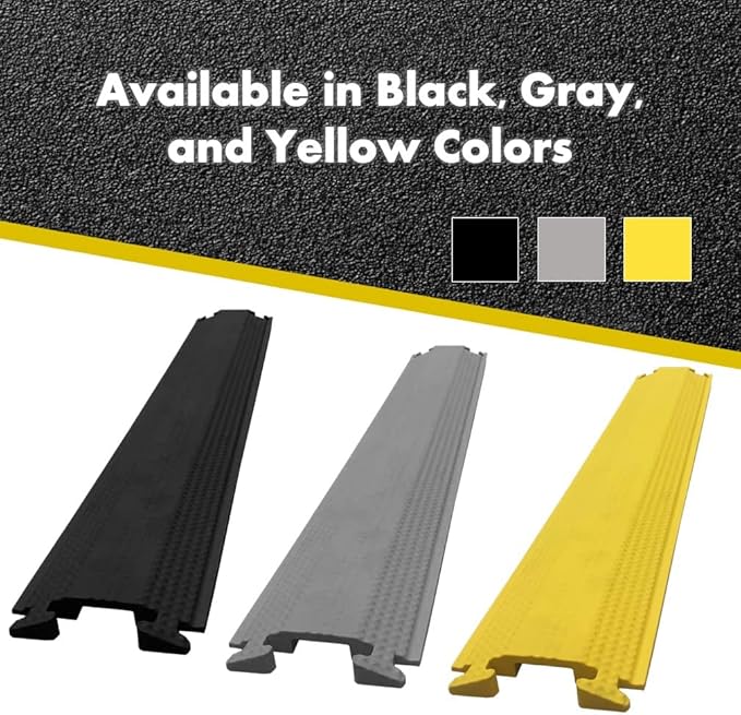 Kable Kontrol Drop Over Floor Cord Cover – 60” Inch Long 1 Channel Cable or Wire Protector – 50 Pcs Bulk Pack - Rubber Ramp for Indoor and Outdoor Use – Gray