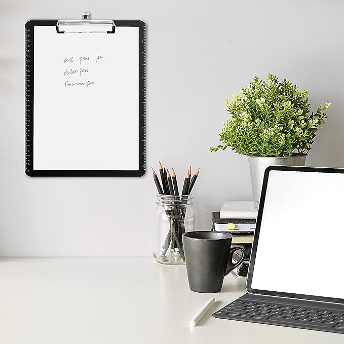 Amazon Basics Plastic Clipboards, Low Profile Clip, Clipboard for Classrooms, Office, Restaurants, Doctor Offices, 2-Pack, Black