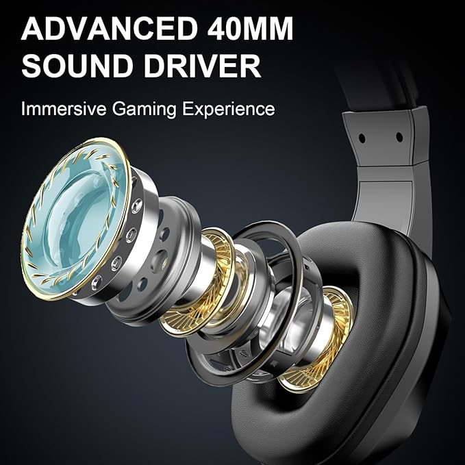 ciciglow USB Gaming Headset, Wired Gaming Headset with LED Light, Over Ear Headphones with Noise Cancelling Mic, 40mm Driver for PC Laptop, Comfortable Durable Design (OY733USB)