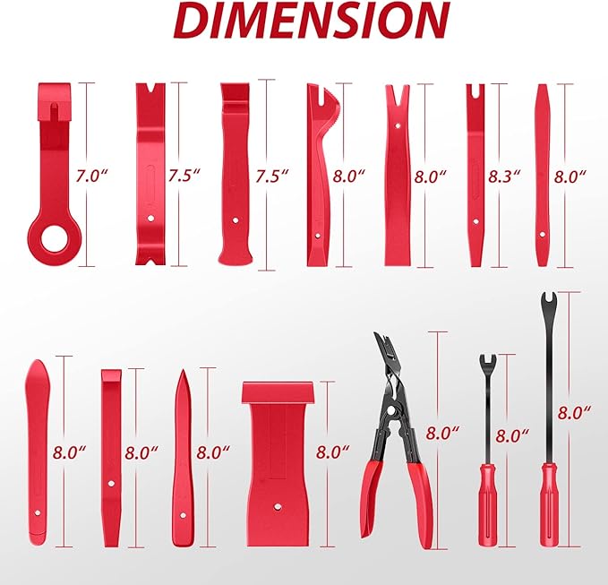Nilight Trim Removal Tool 102 Pcs, Auto Push Pin Bumper Retainer Clip Set Fastener Terminal Remover Tool Round Handle Crowbar Kit Car Panel Radio Removal Auto Clip Pliers