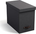 Bigso John Desktop File Box - Storage Solution and Document Organizer for Important Paperwork - Durable Hanging File Box with Lid and Leather Handle - 7.36 in x 13.26 in x 10.51 in - Black