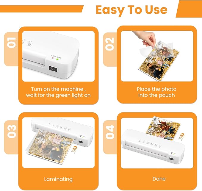 VUSIGN Laminator Machine, 9 Inch Laminators with 40 Laminating Sheets, 2 Roller System Thermal Laminator with Paper Trimmer & Corner Rounder, Laminator Kit for Home Office School and Class, White