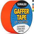 Gaffers Tape, Strong Hold, Easy to Rip, Residue-Free Professional Grade Floor Tape for Electrical Cords, Matte Finish Non Reflective, Weather Resistant (1 Pack, Red, 2" x 30 Yards)