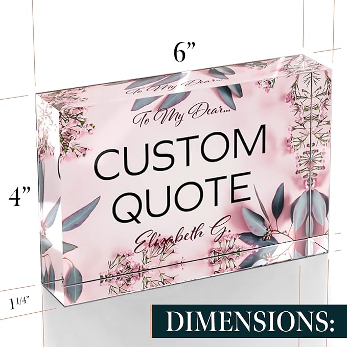 Custom Acrylic Sign Personalized, Custom Desk Name Plate, 18 Styles, (4"x6"), With Gift Box, USA Made by Acryluxe. (Glowing)