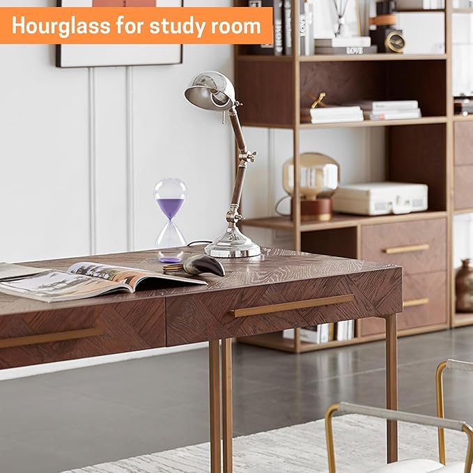SWISSELITE Hourglass Sand Timers, Hourglass Sand Clock Inspired Glass for Home, Desk, Office Decor (6.5Inch-15Mins Violet)