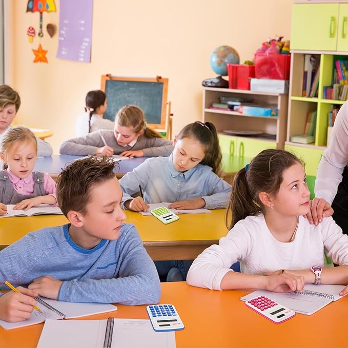 60 Pcs Pocket Size Mini Calculator Small Calculators Bulk Handheld Basic Calculator with Button Battery, 8 Digit Display Office Calculators for Home School Kids Teacher (Multicolor)