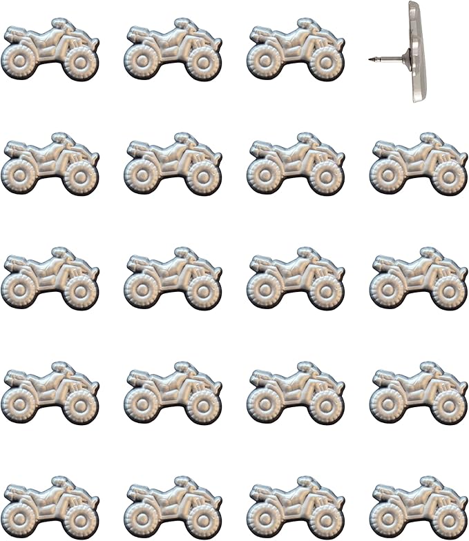 ATV Push Pins - Silver ATV Map Pins for Cork Boards, Maps, or Lapel Use - Designed in USA - Set of 20