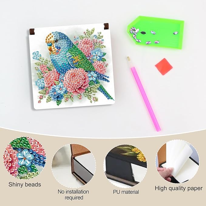 Formeydemi Bird Diamond Painting Kit Note Box,Memo Paper Storage Box Diamond Art,Sticky Note Holder Diamond Art,Diamond Painting Memo Pad For Office Desk. (Bird)