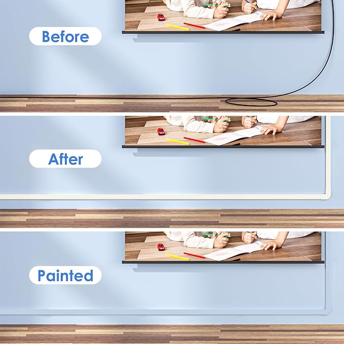 Yecaye Cord Hider, 113in Medium Cord Covers for Wires on Wall, Cord Organizer for 2-3 Wires, Easy Install Cable Management Kit, TV Cable Hider for Home Office, W0.95in H0.55in, Beige