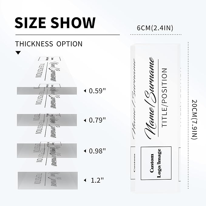 Personalized Name Plate for Desk Custom Acrylic Desk Name Plate Custom Employee Appreciation Gifts Office Gifts for Women, Men, Boss, Coworkers, Teacher, Nurse (Logo/Image)