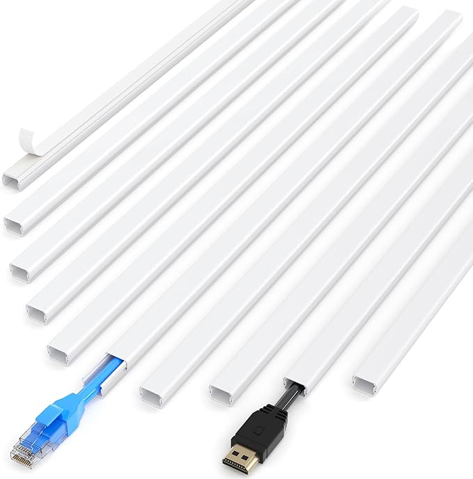 ZhiYo Mini Cord Hider - 170in PVC Self-Adhesive Cord Cover for TV, Extension Cord & USB Wires - Beige Wall Cable Hider for Wall Mounted TV - Seamless Connection