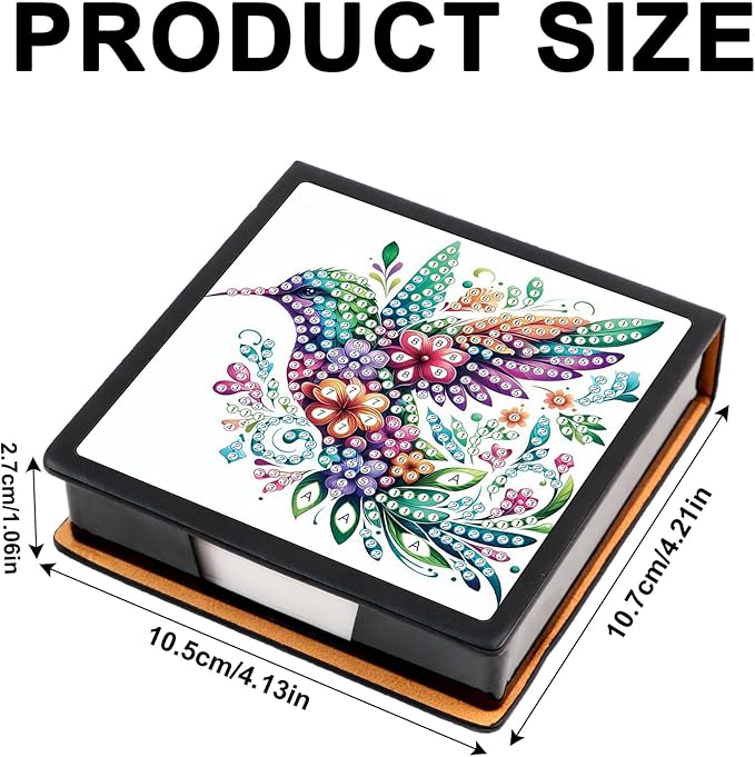2 pcs Bird Diamond Painting Kit Note Box,Memo Paper Storage Box Diamond Art,Sticky Note Holder Diamond Art,Diamond Painting Memo Pad for Office Desk. (Bird)