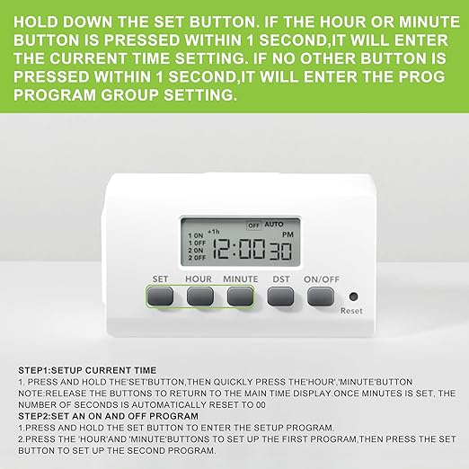 BN-LINK Indoor Digital Timer Outlet,24 Hour Light Timer Easy Programmable,Mini 2 Prong Plug in Timers for Electrical Outlets,Lamps,Fans,2 On/Off Programs,2 Pack,15A/1875W, ETL Listed