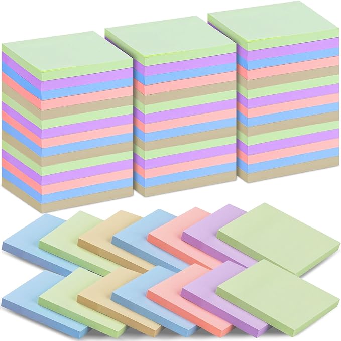 35 Pack Sticky Notes Bulk 3 x 3 In Self Stick Notes Pads Colorful Posted Note in 5 Morandi Pastel Colors Adhesive Paper Memo 75 Sheets/Pad Easy to Post for Office Home School Notebook Wall Door Window