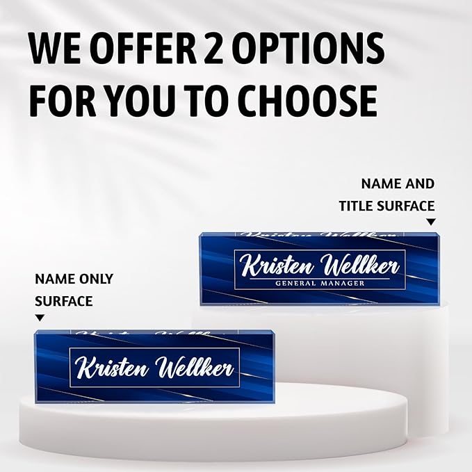 Desk Name Plate Personalized Name Plate for Desk, Office Desk Decor, 3D Style Personalized Plaque Name Plates for Desks Custom Appreciation Gifts for Boss Lady Employee Coworkers (Deep Blue)