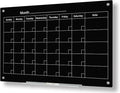 J&J worldwide Magnetic Whiteboard Calendar, 3' x 2' Blsck Glass Wall Calendar Dry Erase Board Monthly Planner for Home, School, Office, Frameless, with Markers, Marker Tray, Eraser, Magnets