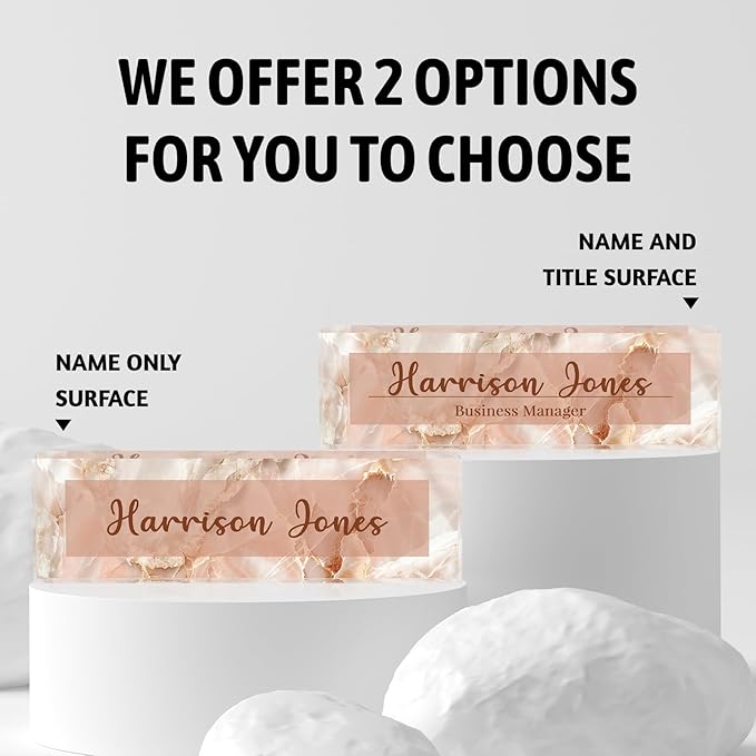 Personalized Name Plate for Desk, Custom Desk Name Plate, Acrylic Name Plate Office Desk Accessories, Personalized Office Gifts for Coworkers Teachers, Employee Appreciation Gifts (B-Pink Flowing)