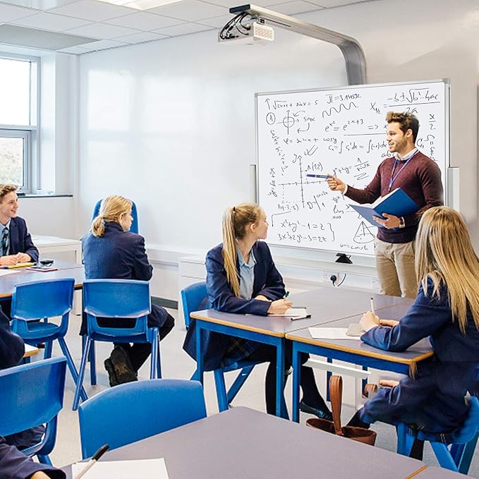 Mobile Whiteboard Magnet Dry Erase Board on Wheels Double-Sided Magnetic Portable Stand Whiteboard- 48"x36" Rolling White Boards with Easy Flip Feature