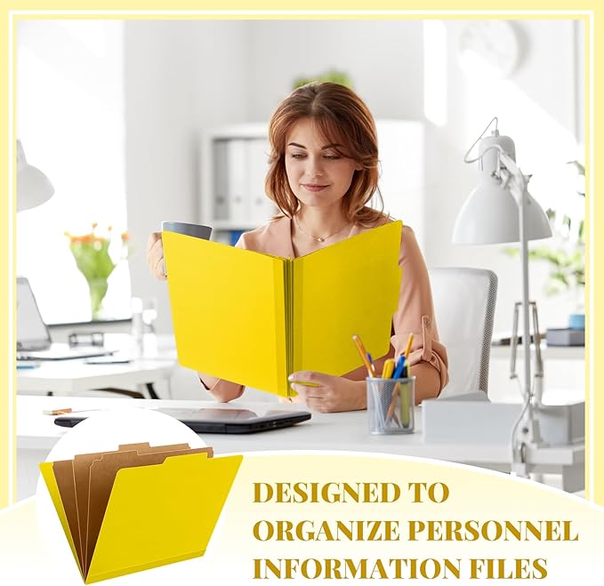 Skyygemm 72 Pcs Classification Folders Letter Size, 3 Divider Pressboard File Folder with Fasteners, Expanding File Organizer Bulk for Teachers, Clergy, Office, Church, Christmas Donations (Yellow)