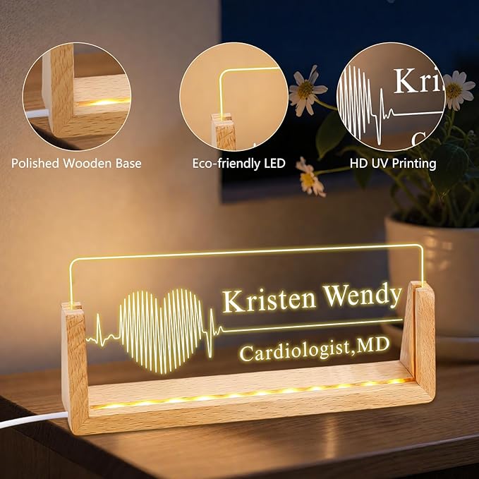 Ships Next Day, Custom Name Plate for Desk - The Doctor Light Up Acrylic Desk Name Plate Personalized Elegant Office Gifts for Doctor Appreciation Gifts, Office Decor for Women Men