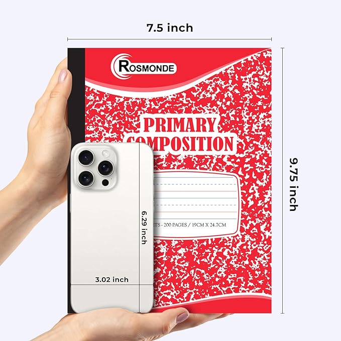 Rosmonde 2000 Pack (Pallet) Composition Notebooks Bulk, Primary Ruled, Full Pallet of Composition Notebooks, 100 Sheets (200 Pages), 9-3/4 x 7-1/2, Bulk Notebooks for Grades K-2, 4-7 Days Transit