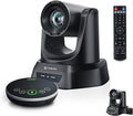 TONGVEO 4K AI Auto Tracking PTZ Conference Camera System with Bluetooth Speakerphone & Microphone, 20X Optical Zoom, USB3.0 HDMI LAN PoE Power Camera for Church Worship, Meetings, Streaming
