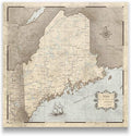 Push Pin Maine Map Board - With Push Pins to Mark Maine Travel - Handmade in Ohio, USA - Design: Rustic Vintage